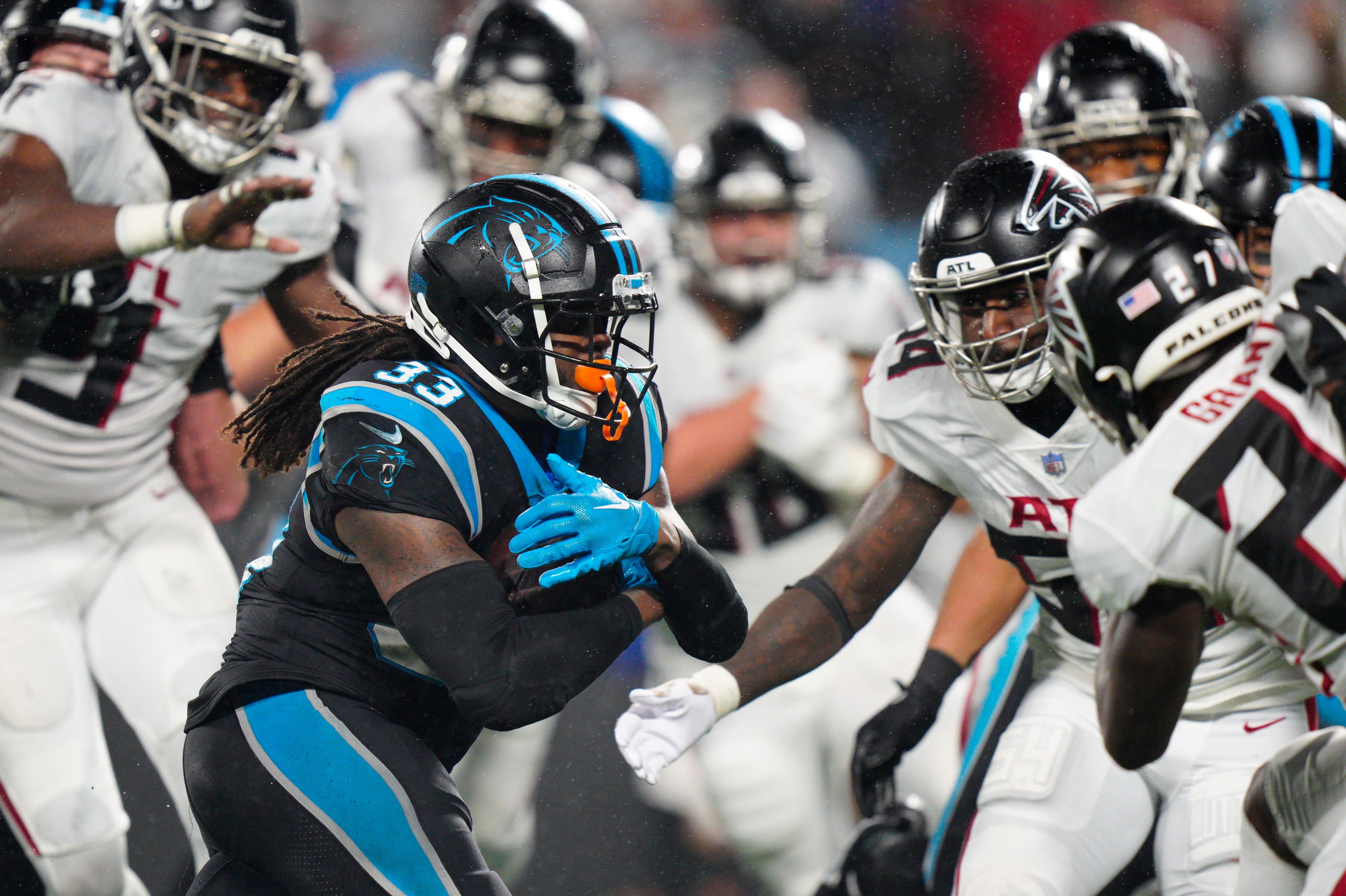 Carolina Panthers run riot over Atlanta Falcons in rain-soaked affair, NFL