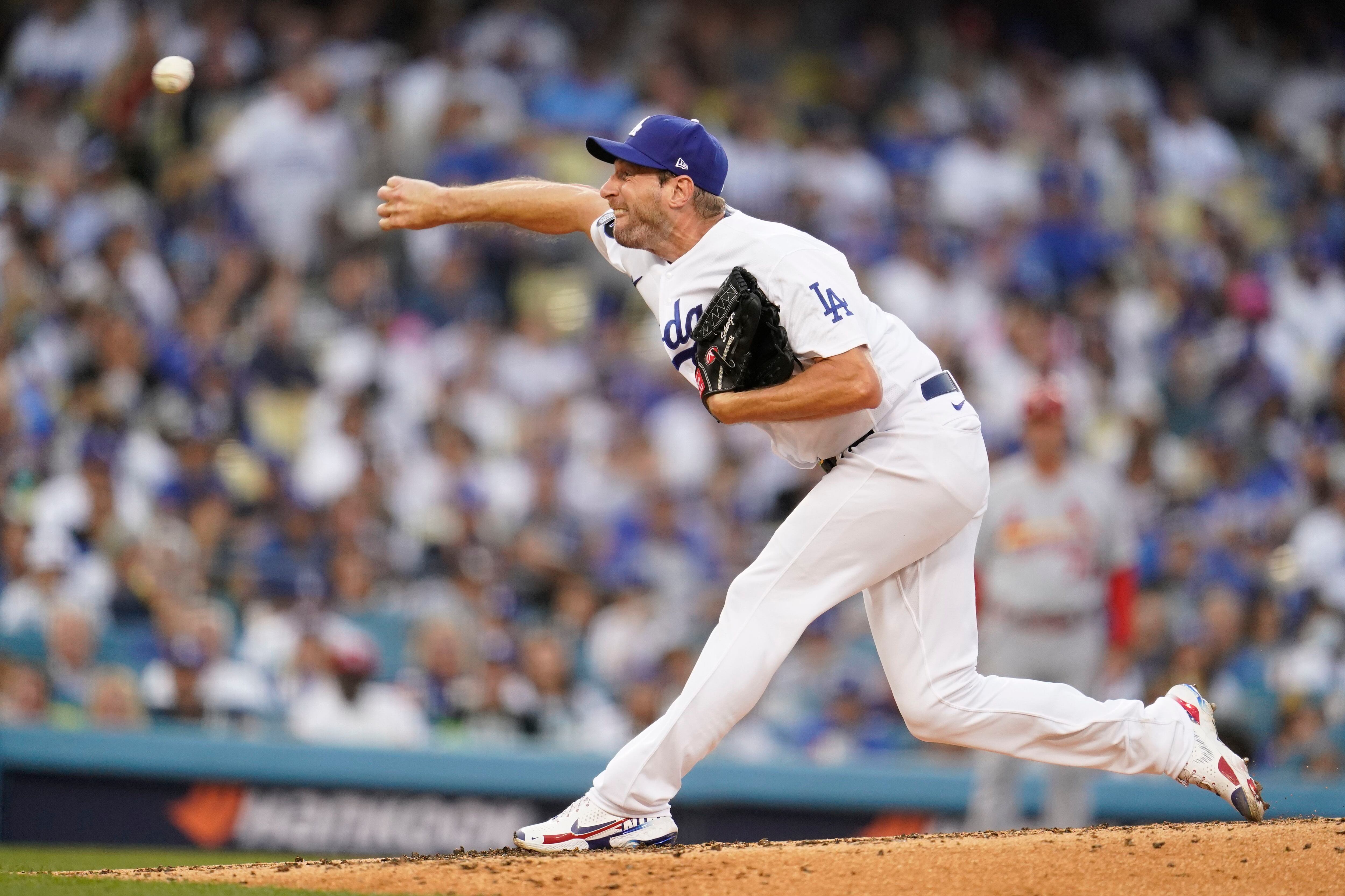 LOOK: Dodgers' Max Scherzer goes shirtless again in NLDS victory