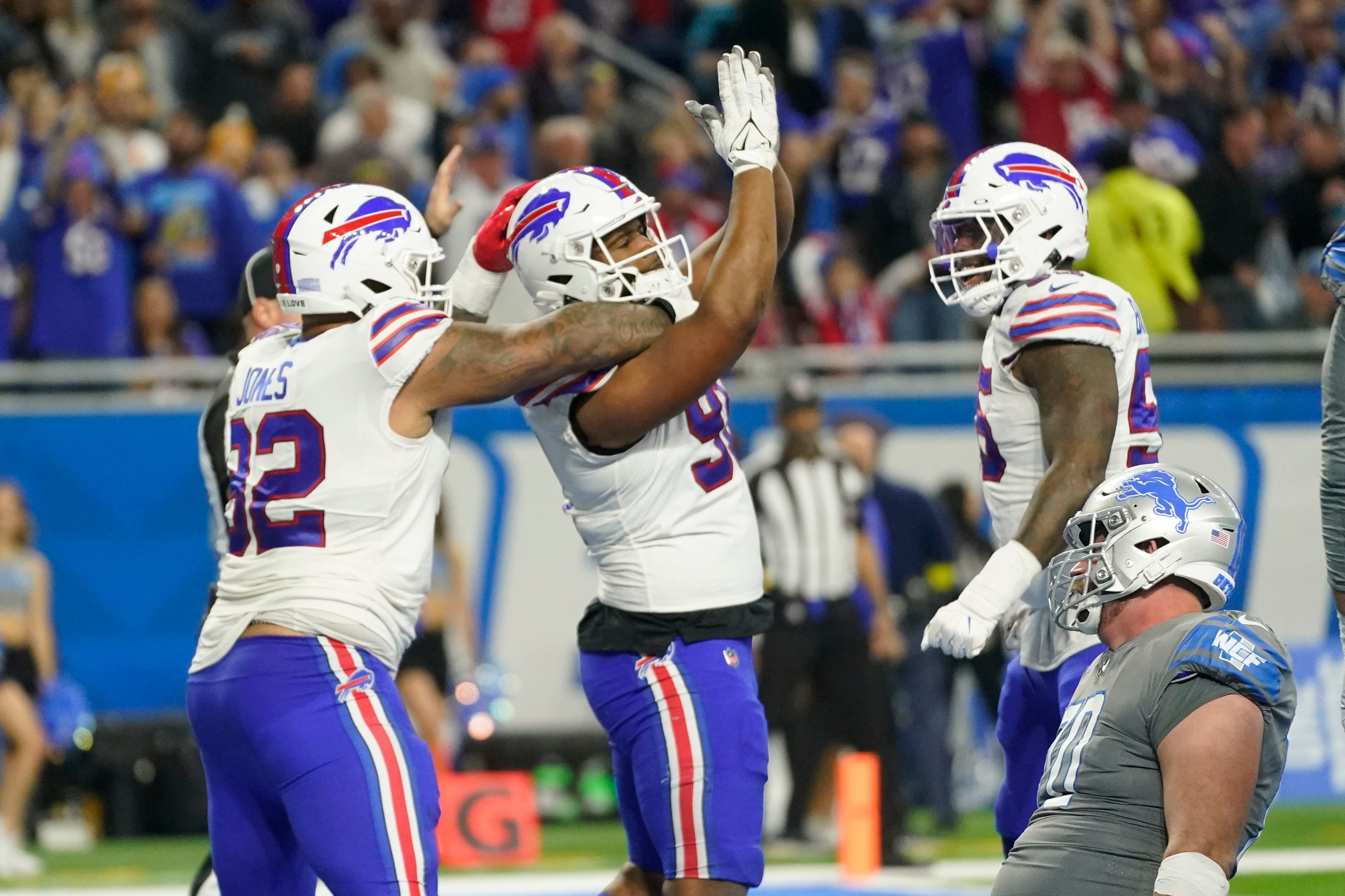 FILE - Buffalo Bills linebacker Von Miller plays during the second half of  an NFL football game against the Cleveland Browns, Sunday, Nov. 20, 2022,  in Detroit. Edge rusher Miller, still recovering