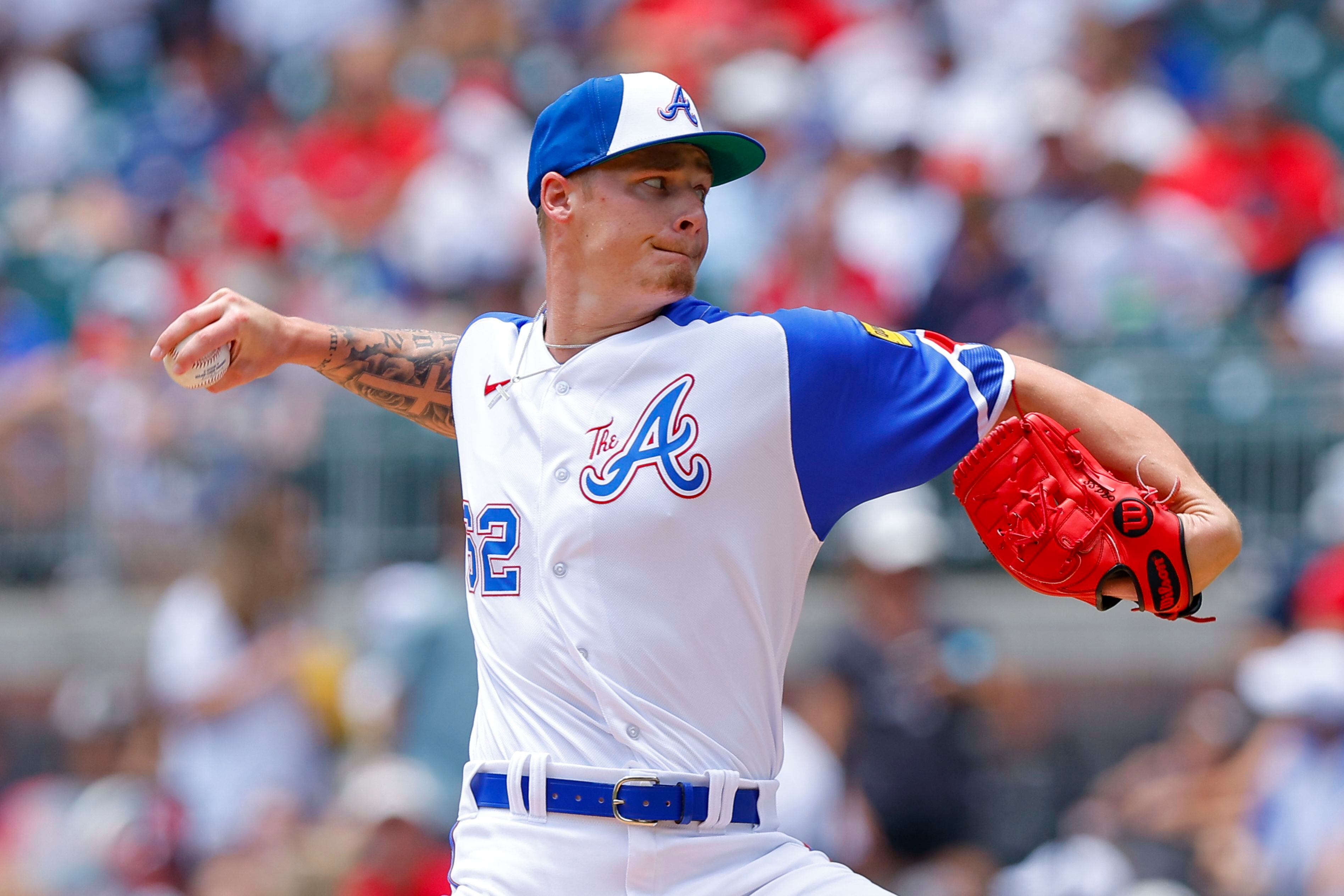 Matt Olson of the Atlanta Braves reacts after their 6-5 loss to