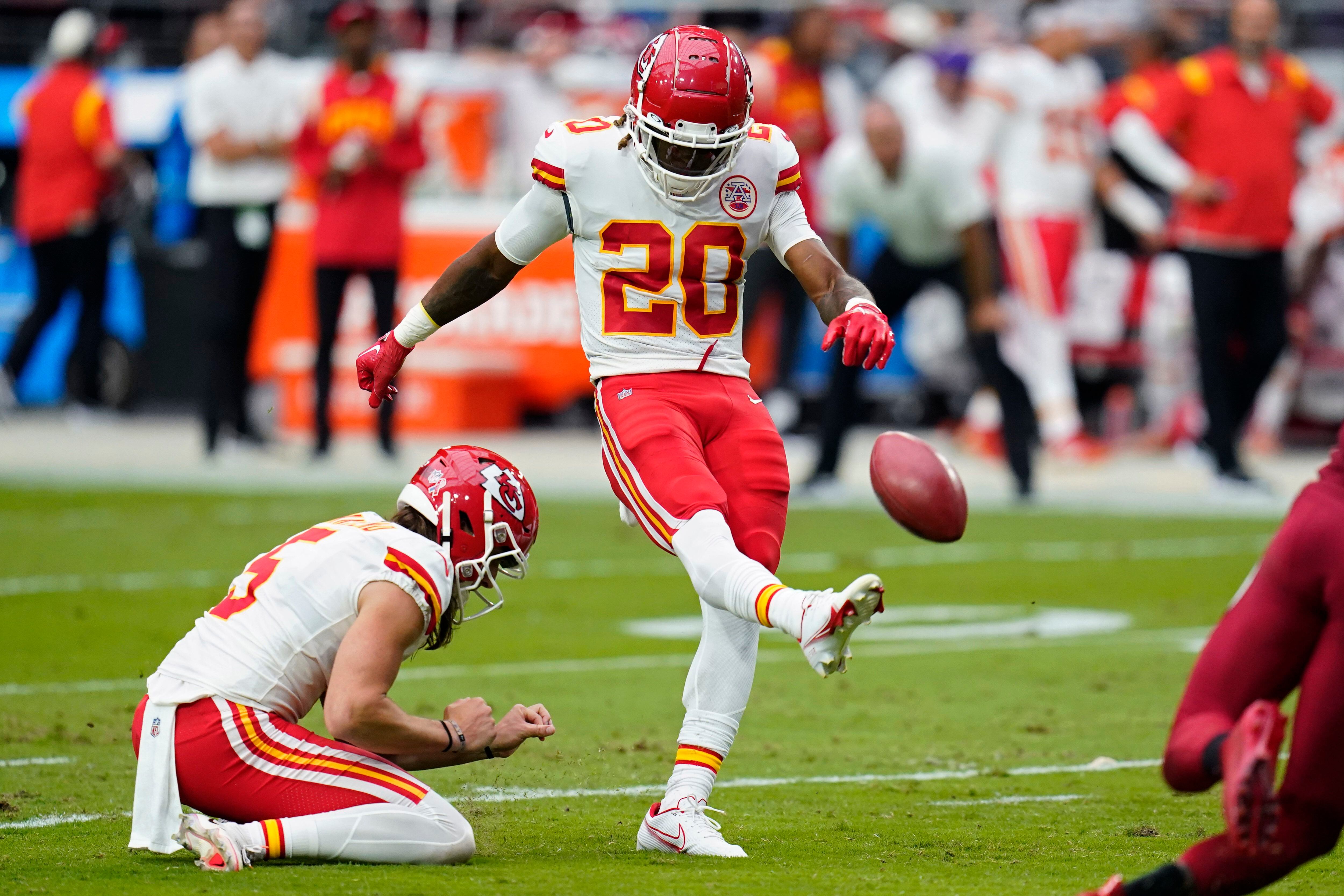 Kansas City Chiefs kicker Matt Ammendola watches his extra point