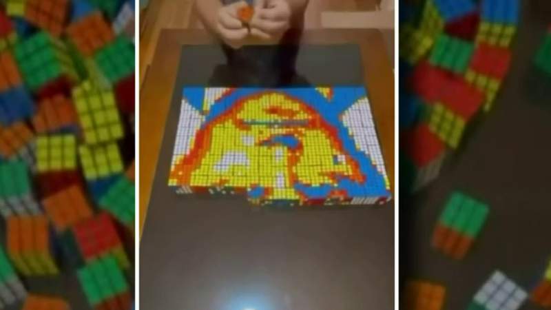 12-year-old Dearborn boy goes viral with Rubik’s Cube art