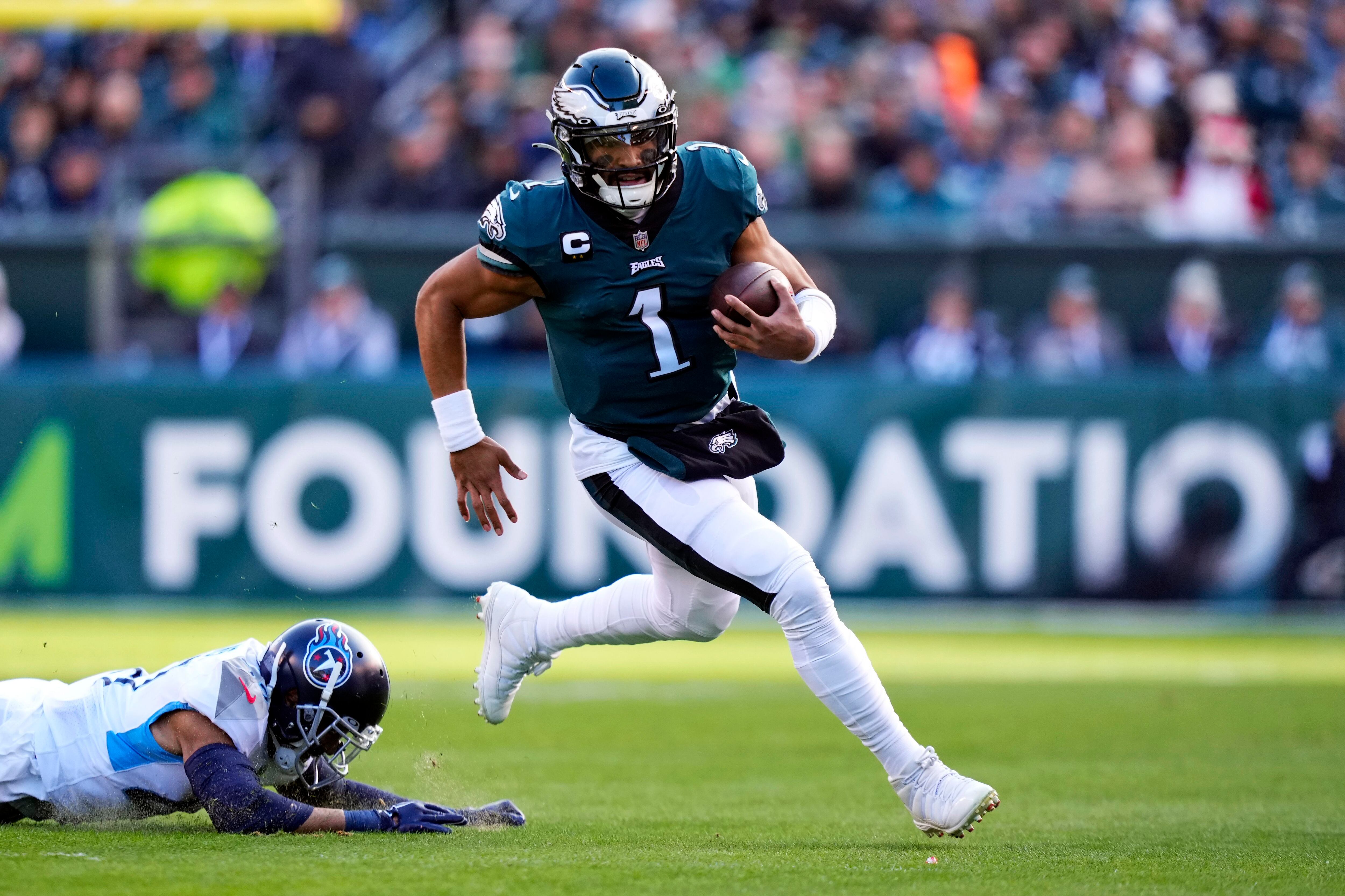 Eagles Nation on X: Jalen Hurts and Randall Cunningham swapping