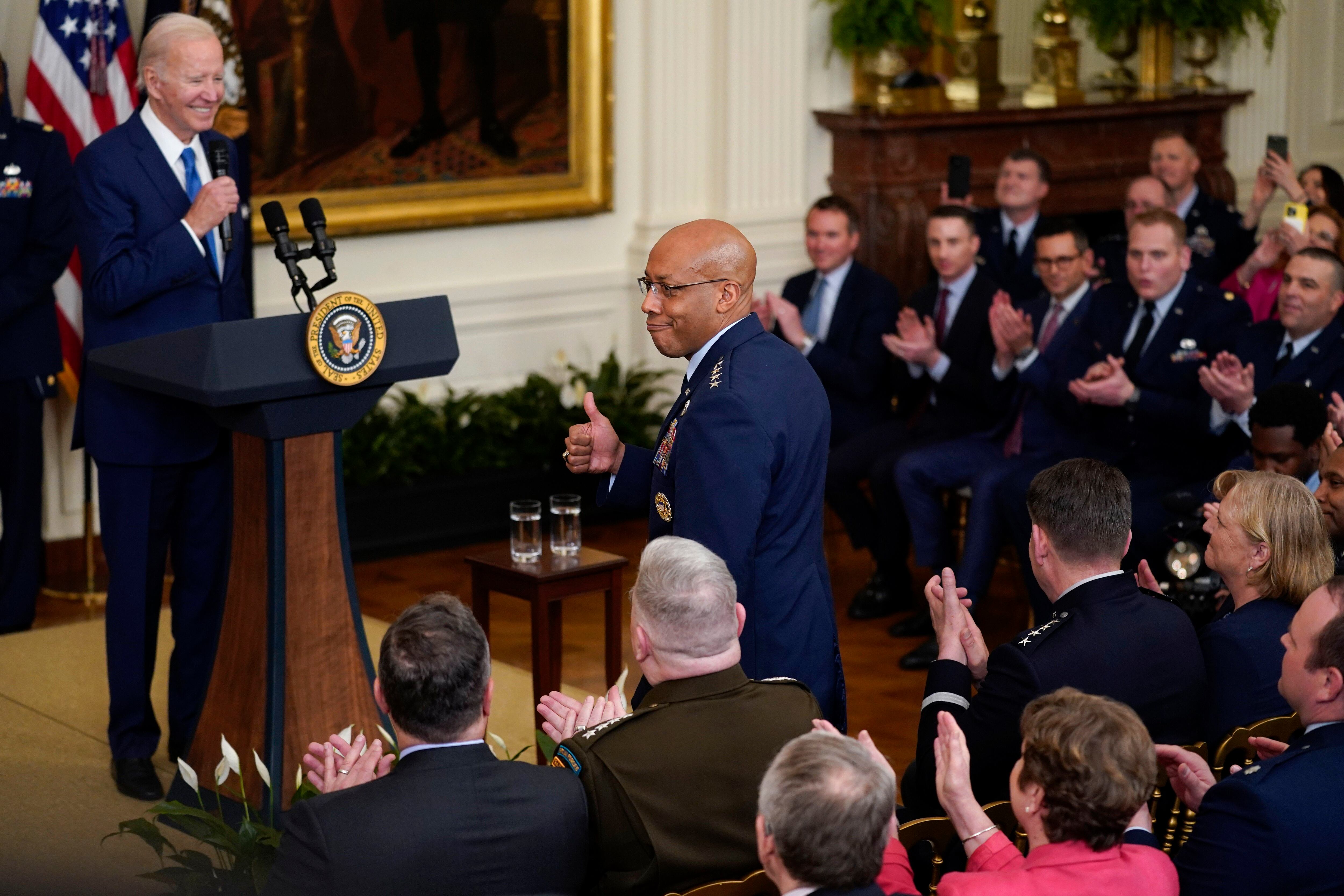 Biden awards football trophy to Air Force Academy