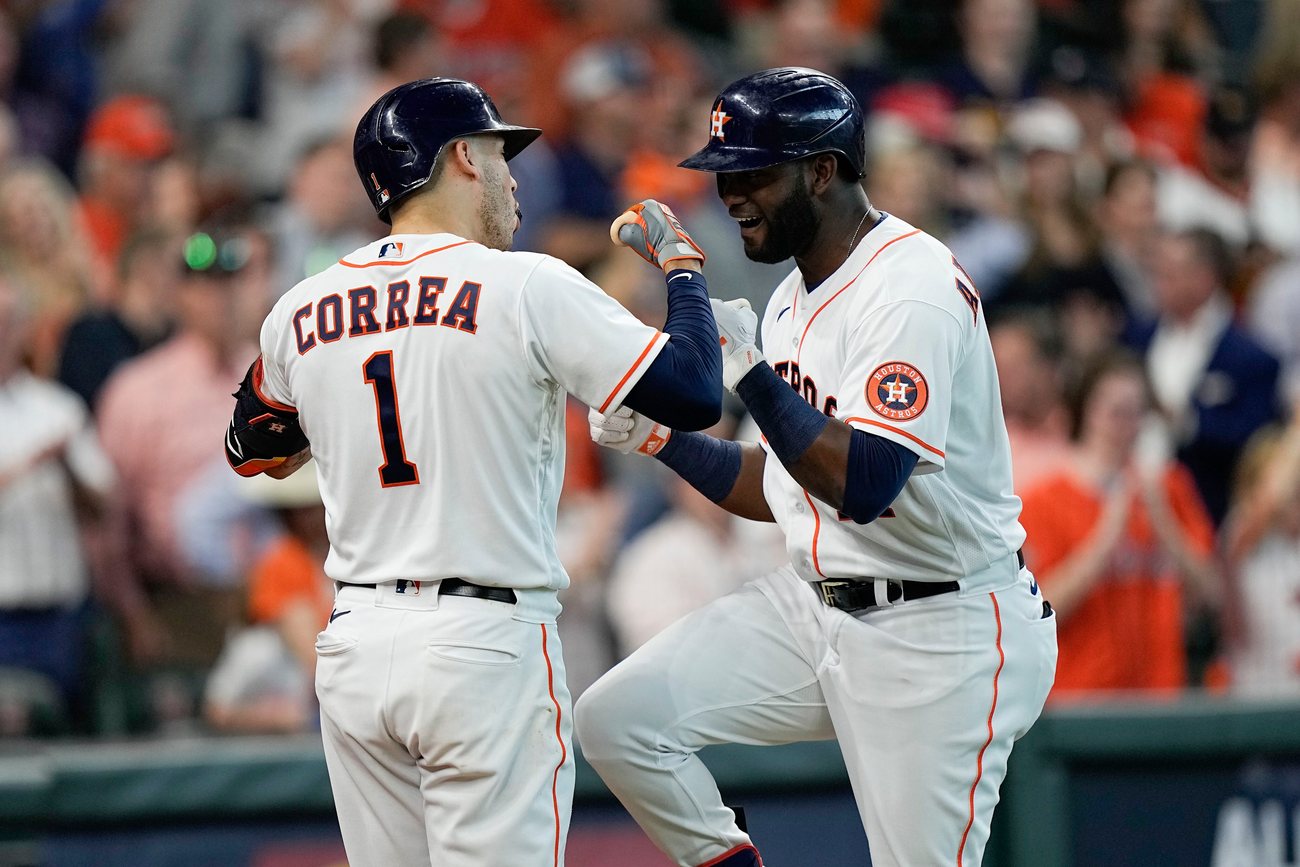 Houston Astros starting pitcher Lance McCullers Jr. reacts after