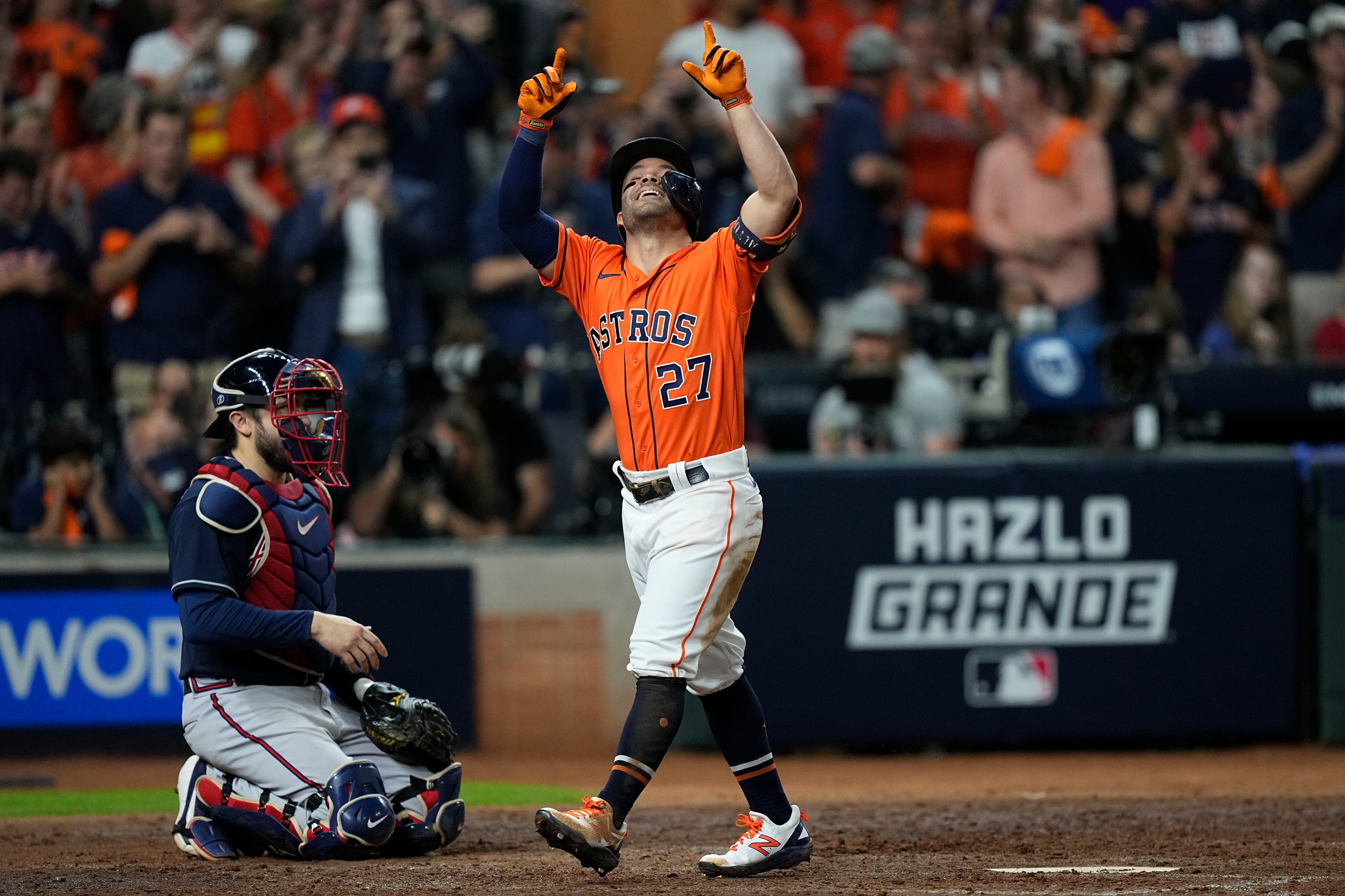 Rookie propels Astros past Braves to tie World Series