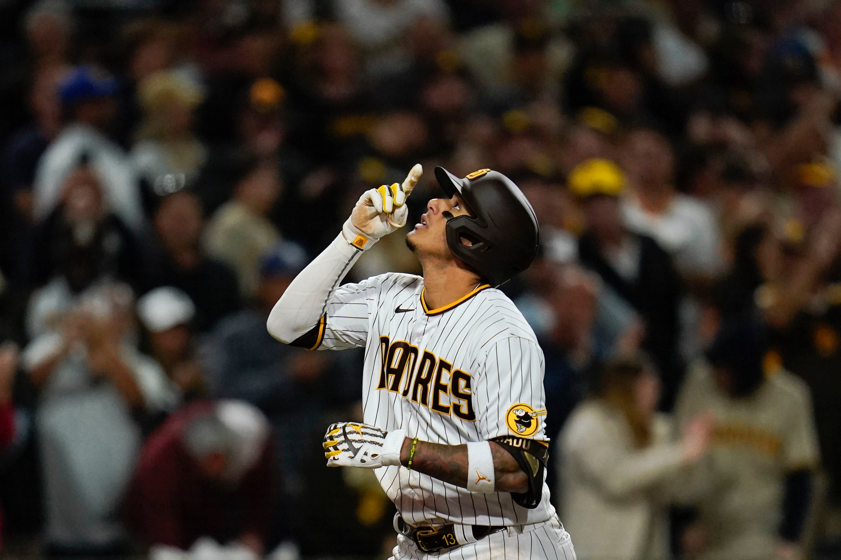 San Diego Padres' Luke Voit batting during the seventh inning of a