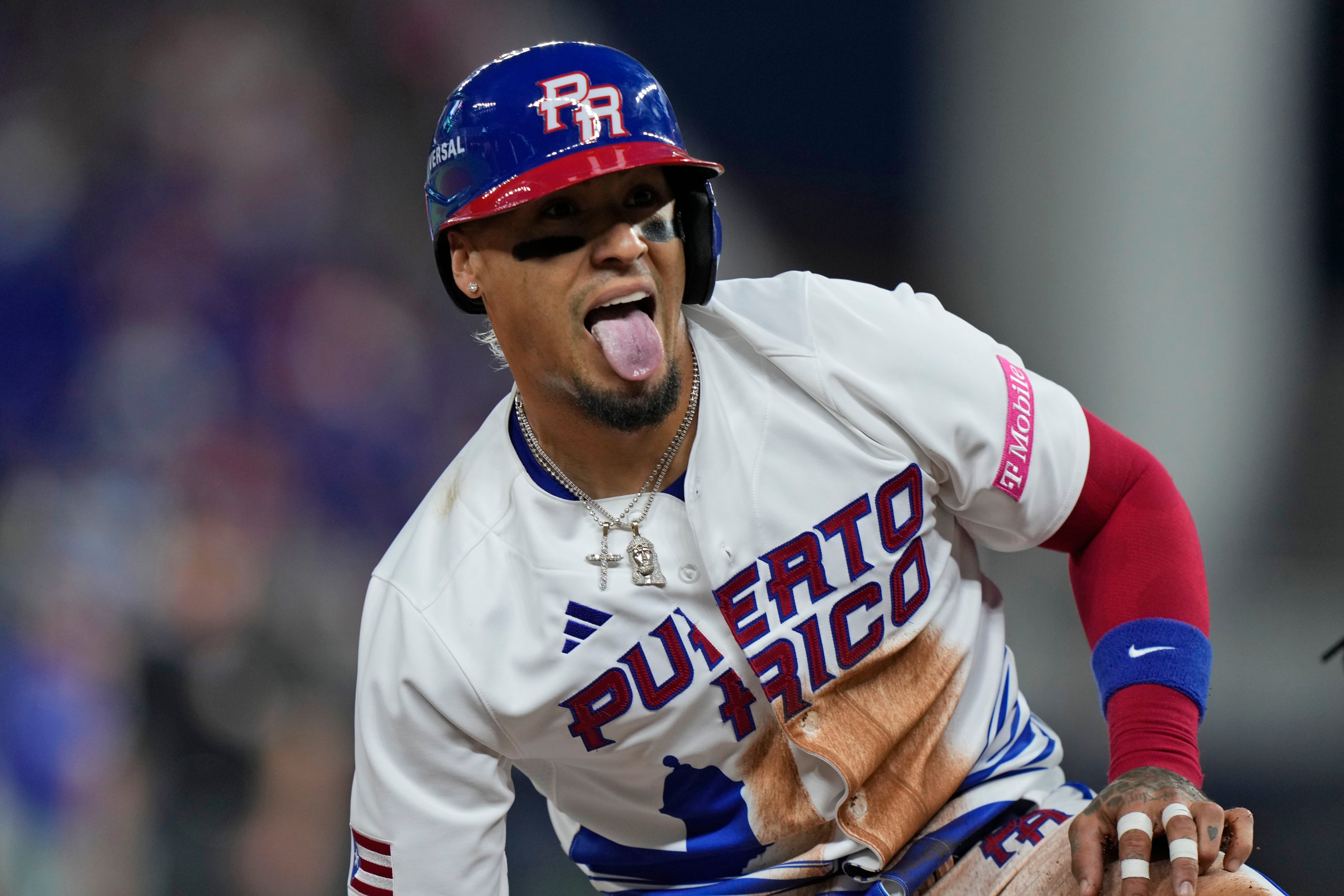 Francisco Lindor and Javier Baez of the Puerto Rico celebrate a