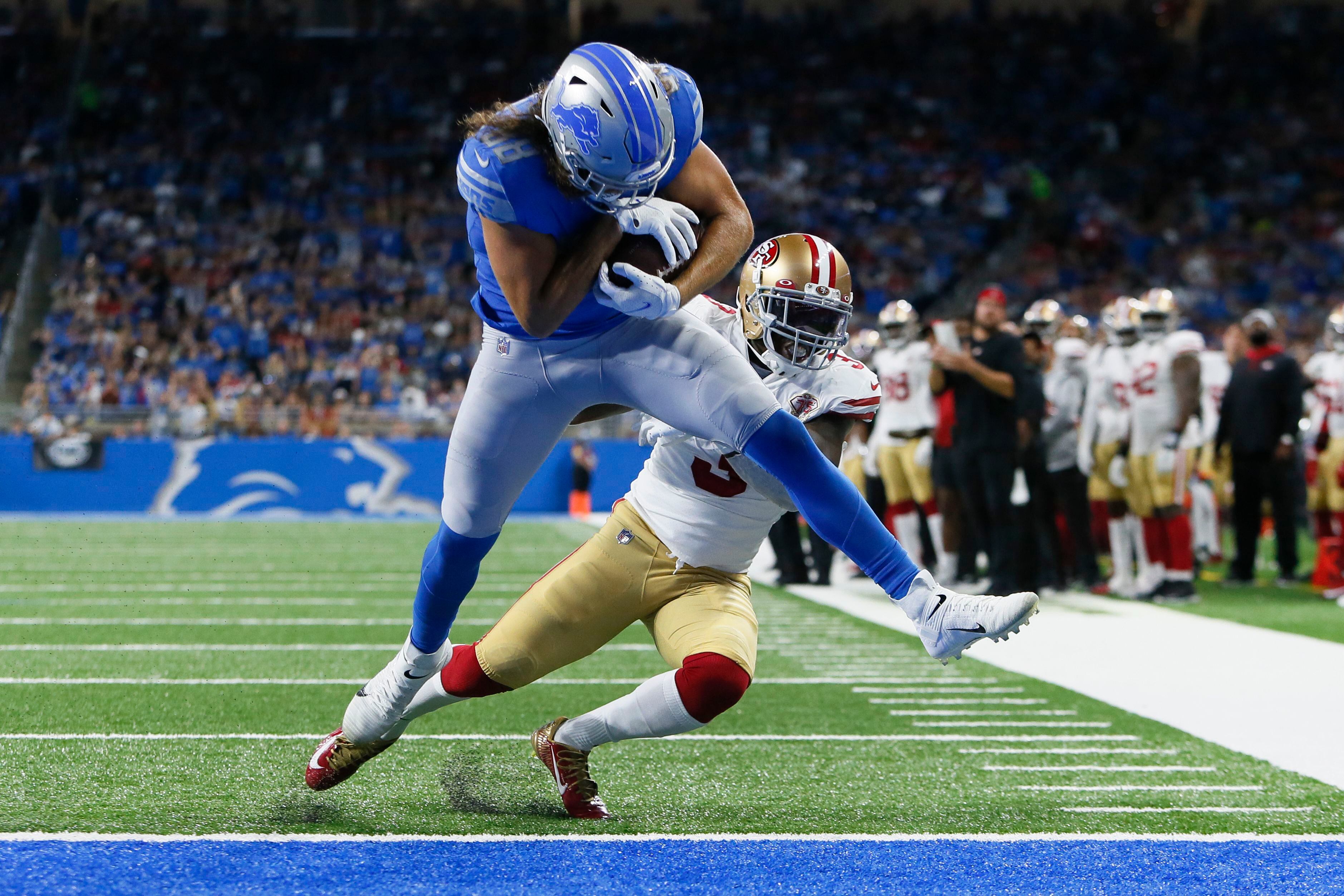 49ers build 28-point lead, hold on for 41-33 win over Lions - The San Diego  Union-Tribune