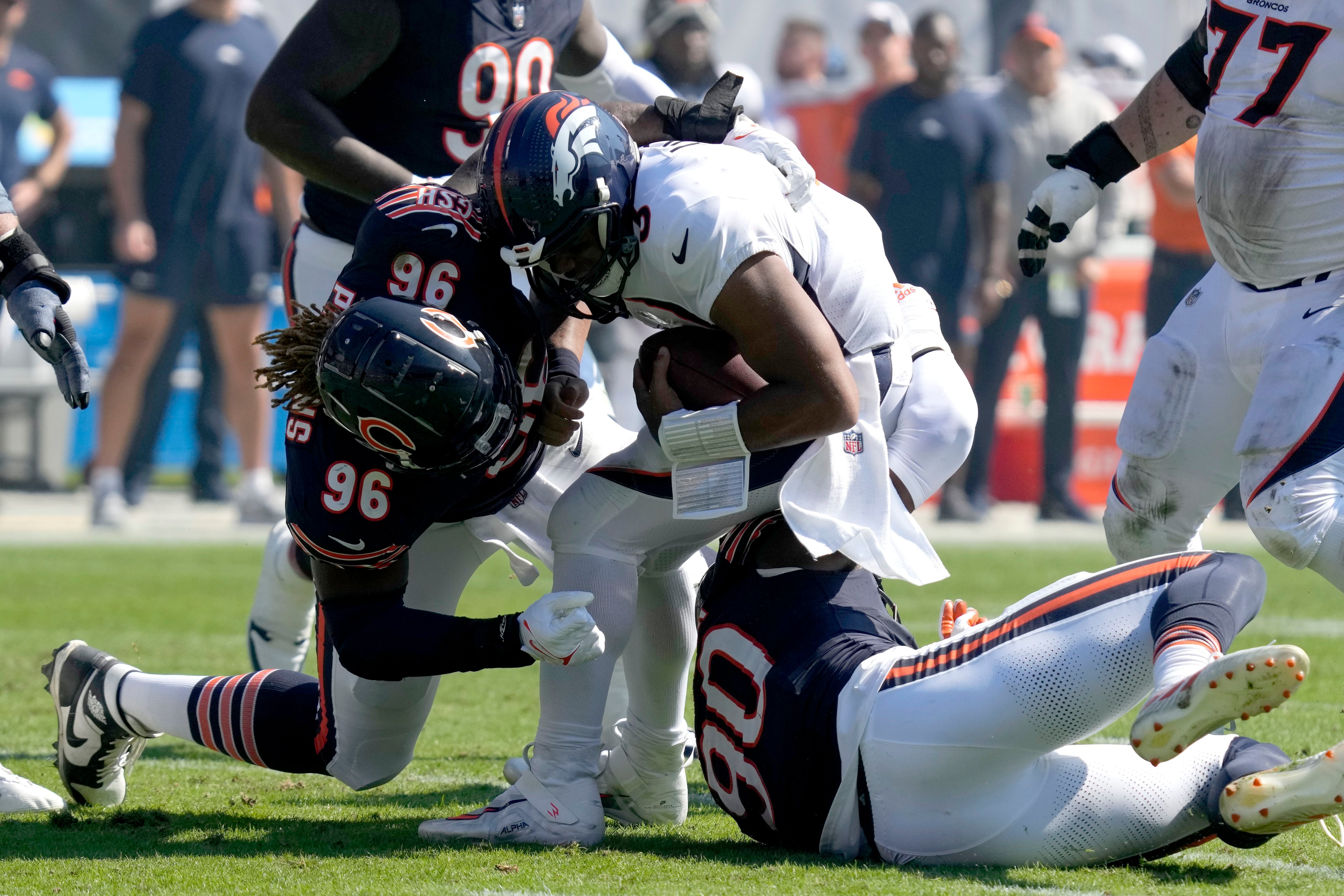 Game balls for the Denver Broncos 31-28 win over the Chicago Bears