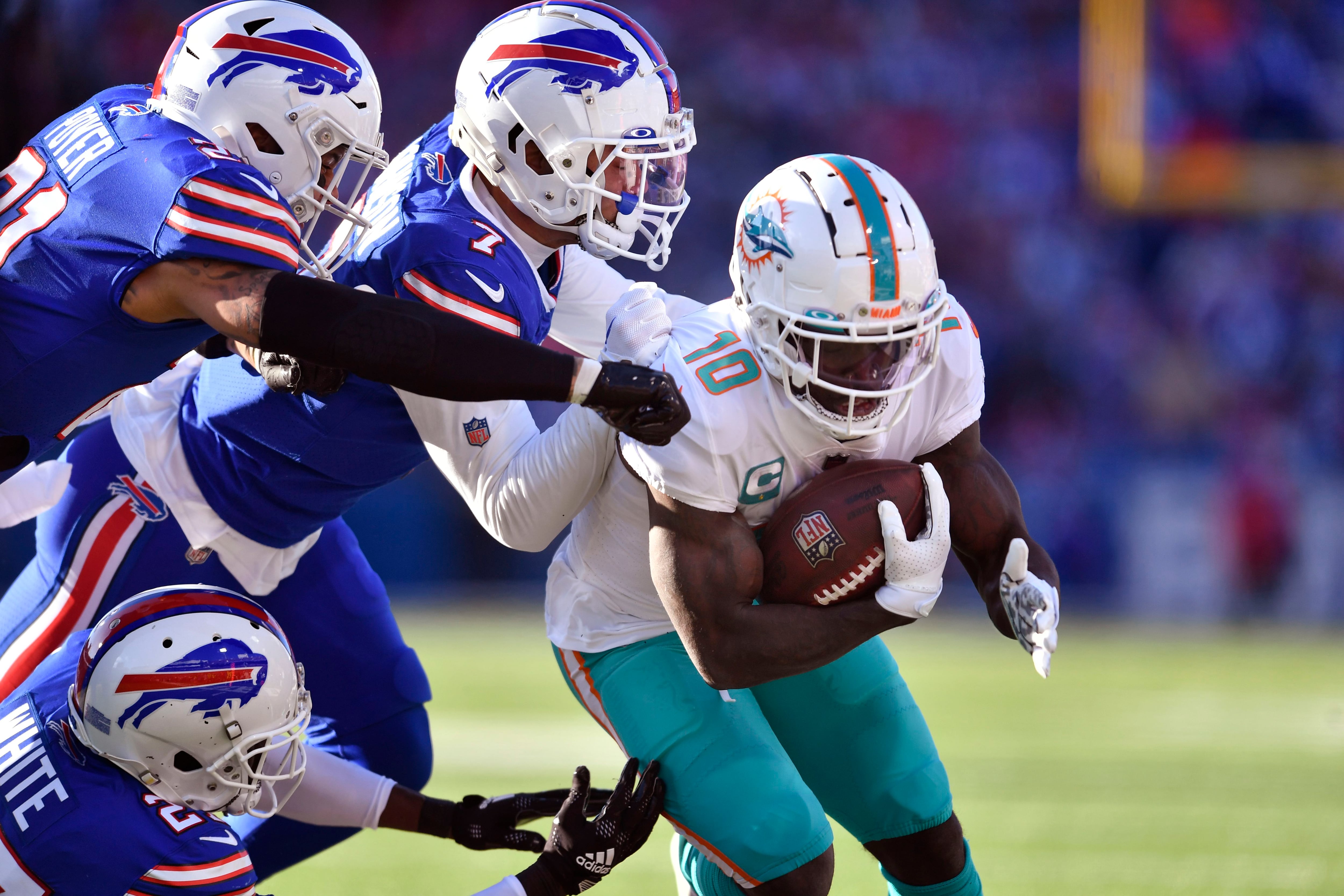 Buffalo Bills wide receiver Gabriel Davis (13) celebrates after scoring a  touchdown during the second half of an NFL wild-card playoff football game  against the New England Patriots, Saturday, Jan. 15, 2022